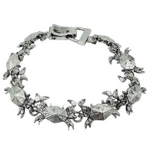 Textured Crab Theme Silver Tone Bracelet